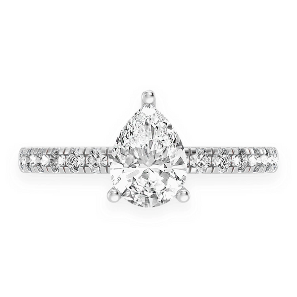 Pear Solitaire One Row Under Halo Ring