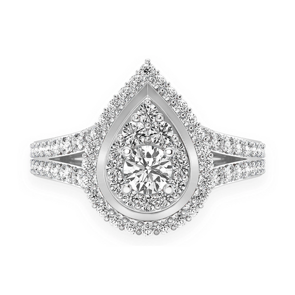 Double Halo Pear Diamond Engagement Ring