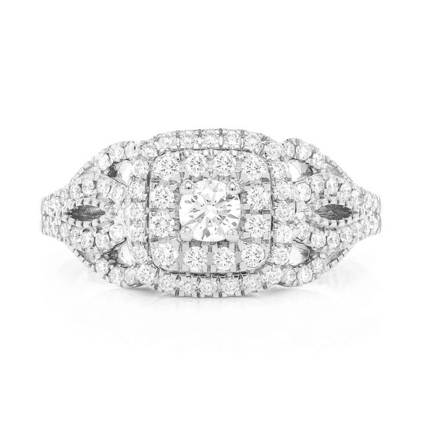Fancy Shank Cushion Double Halo Ring