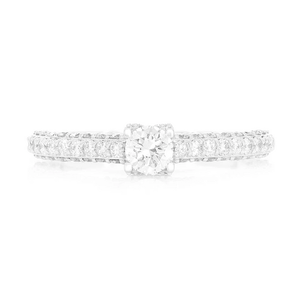 Cathedral Pavé Diamond Engagement Ring