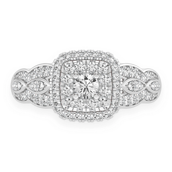 Triple Layer Square Halo Diamond Ring