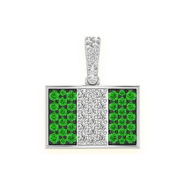 Nigeria Flag Emerald & Diamond Pendant