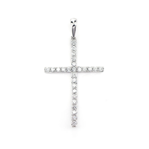 Minimalist Long Diamond Cross Pendant