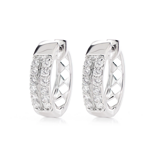 Two Row Split Diamond Hoop Earrings