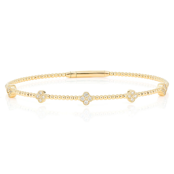 Milgrain Clover Diamond Flex Bangle Bracelet