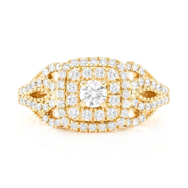 Fancy Shank Cushion Double Halo Ring