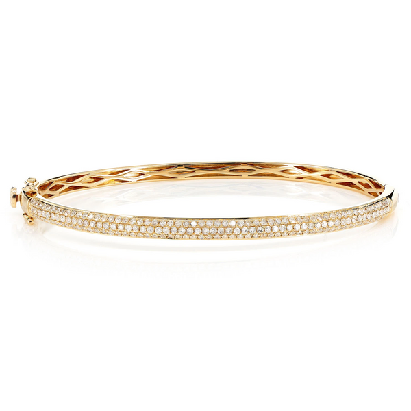 Three Row Pavé Diamond Bangle