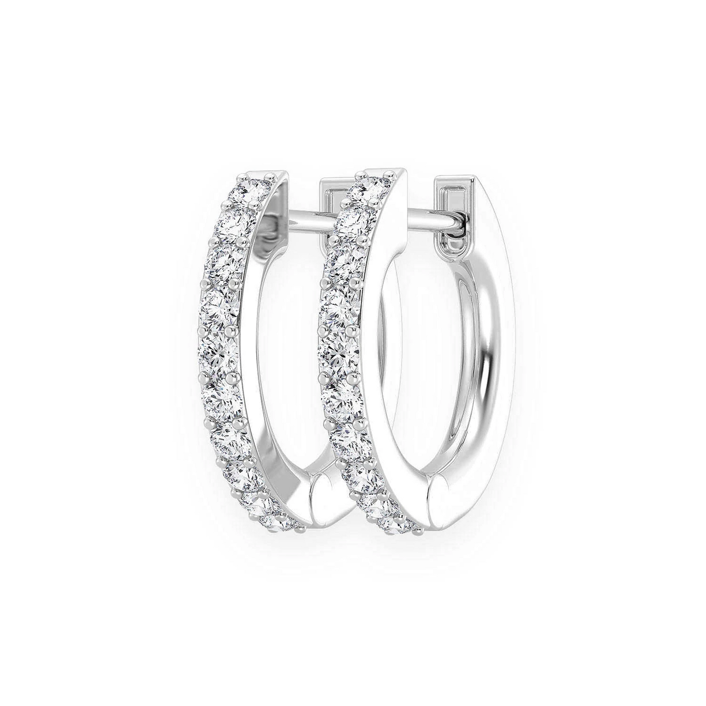 One Row Diamond Huggies in 14K white gold, 0.15ctw, front view