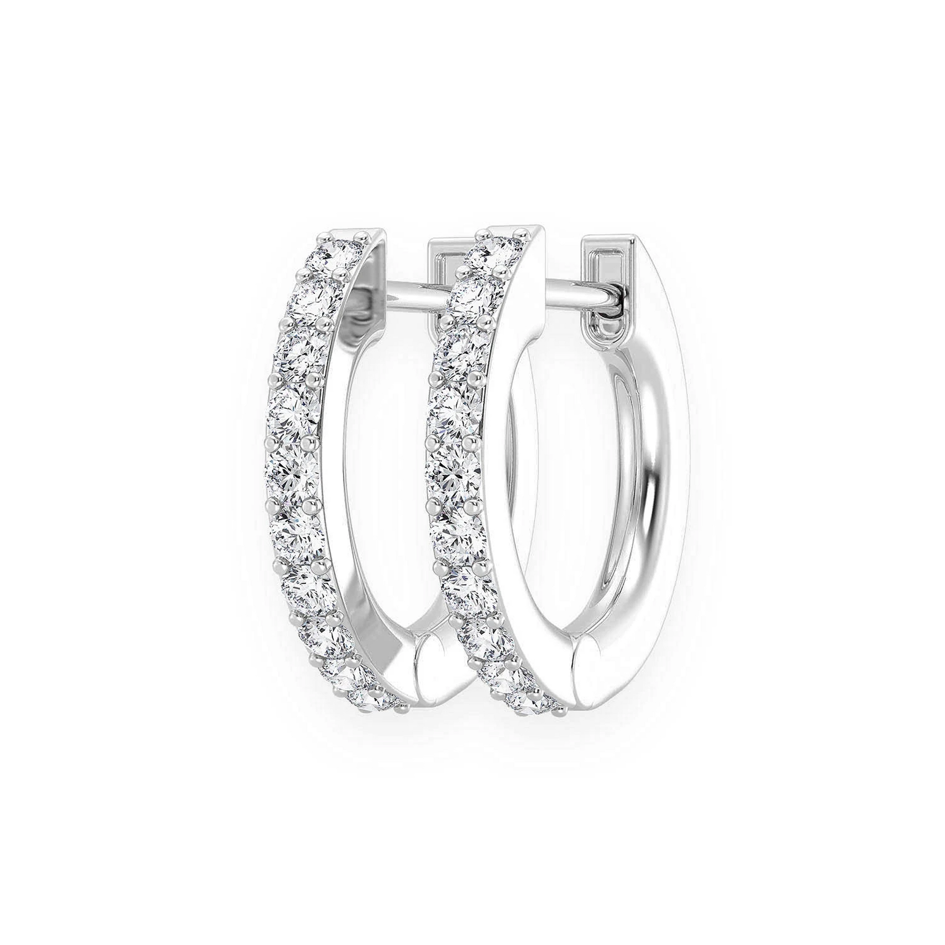 One Row Diamond Huggies in 14K white gold, 0.15ctw, front view