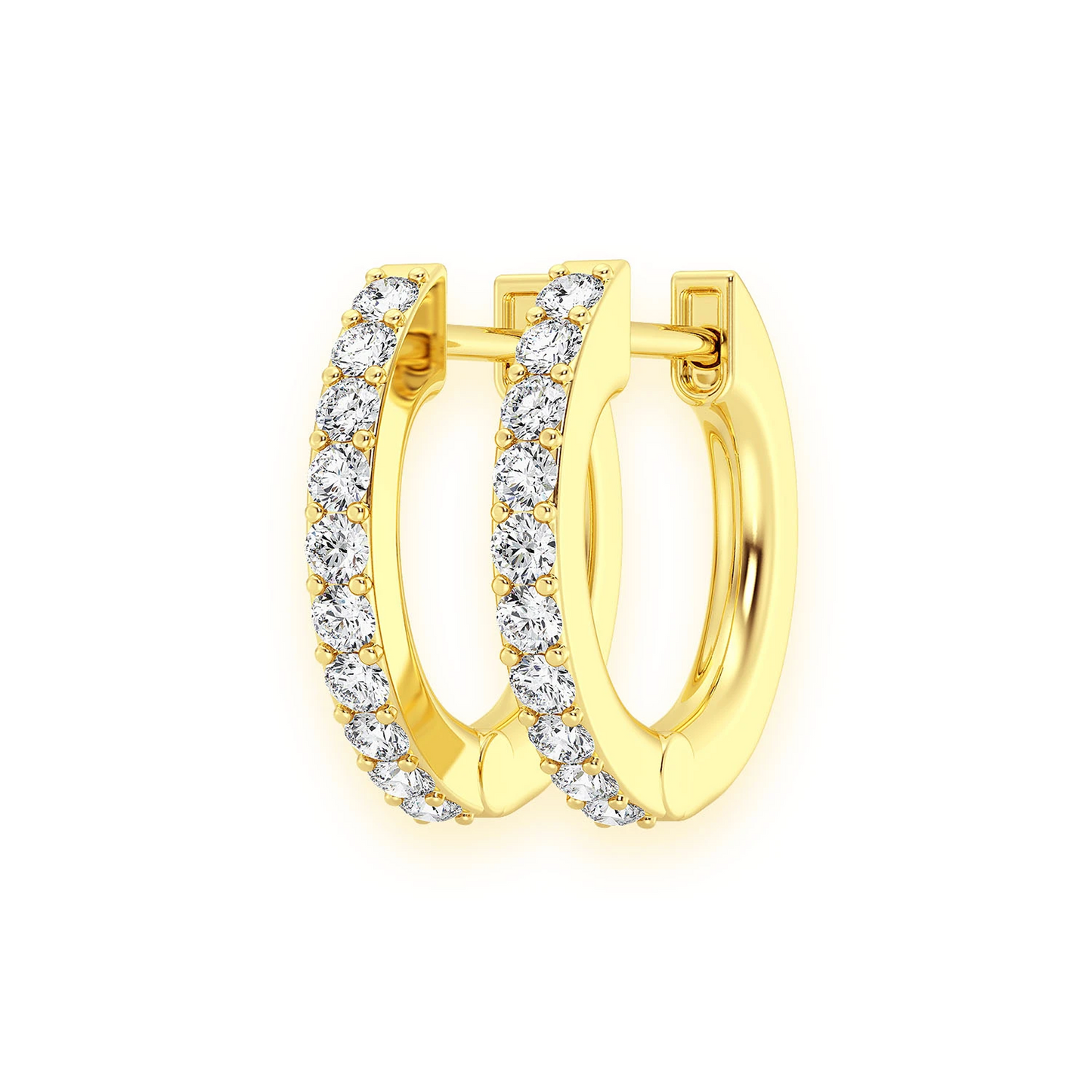 One Row Diamond Huggies in 14K yellow gold, 0.15ctw, front view