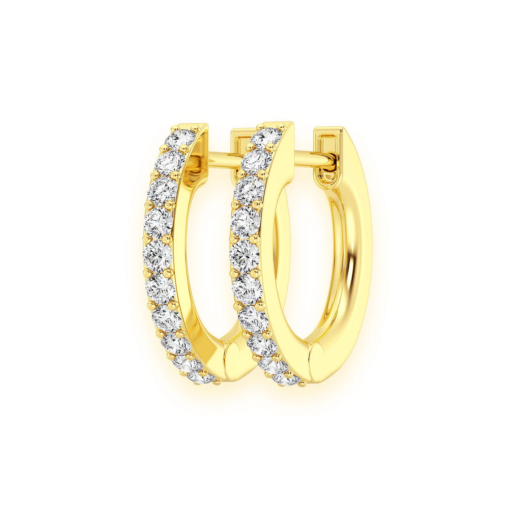 One Row Diamond Huggies in 14K yellow gold, 0.15ctw, front view