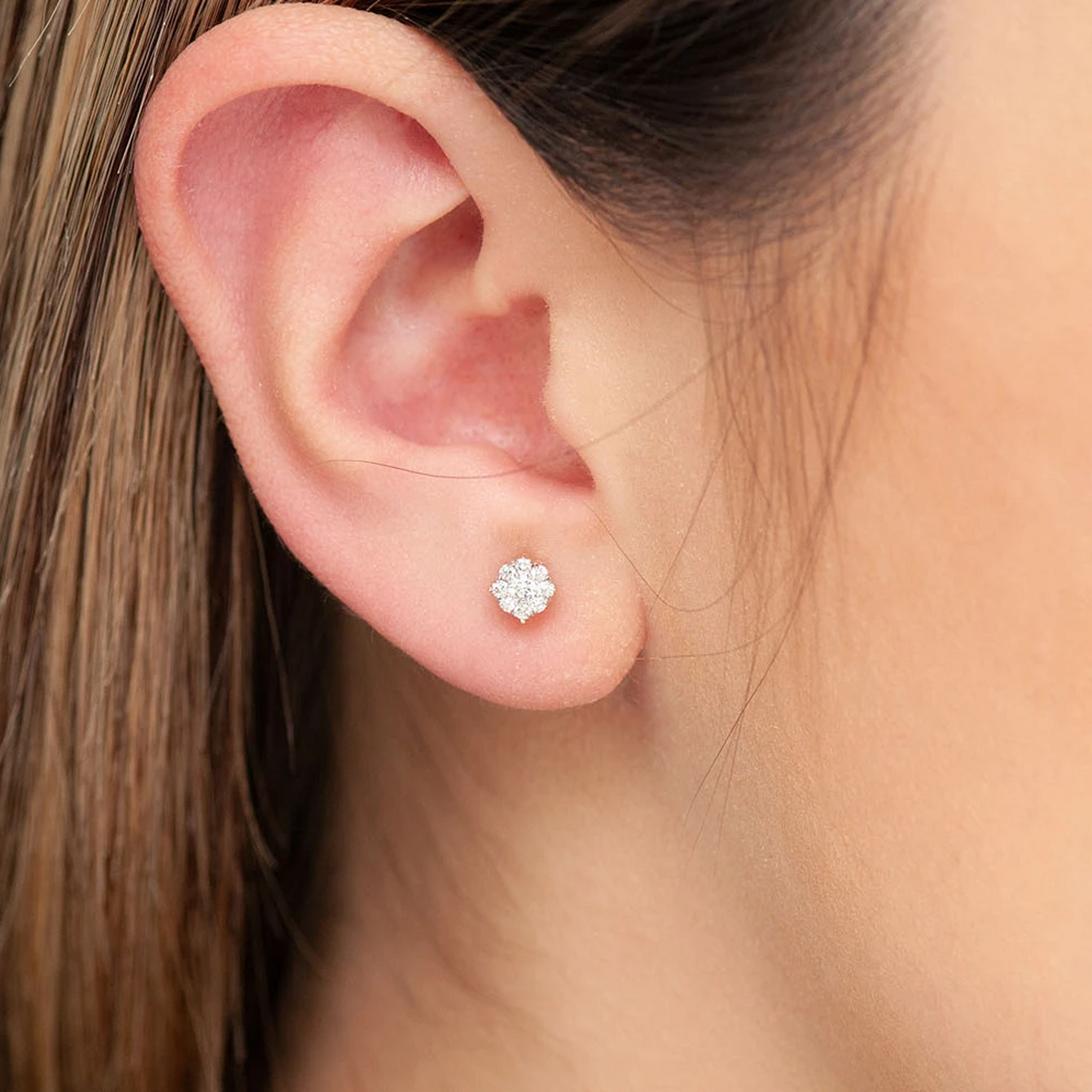 Mosaic Diamond Studs in 14K yellow gold, 0.25ctw, alternate view