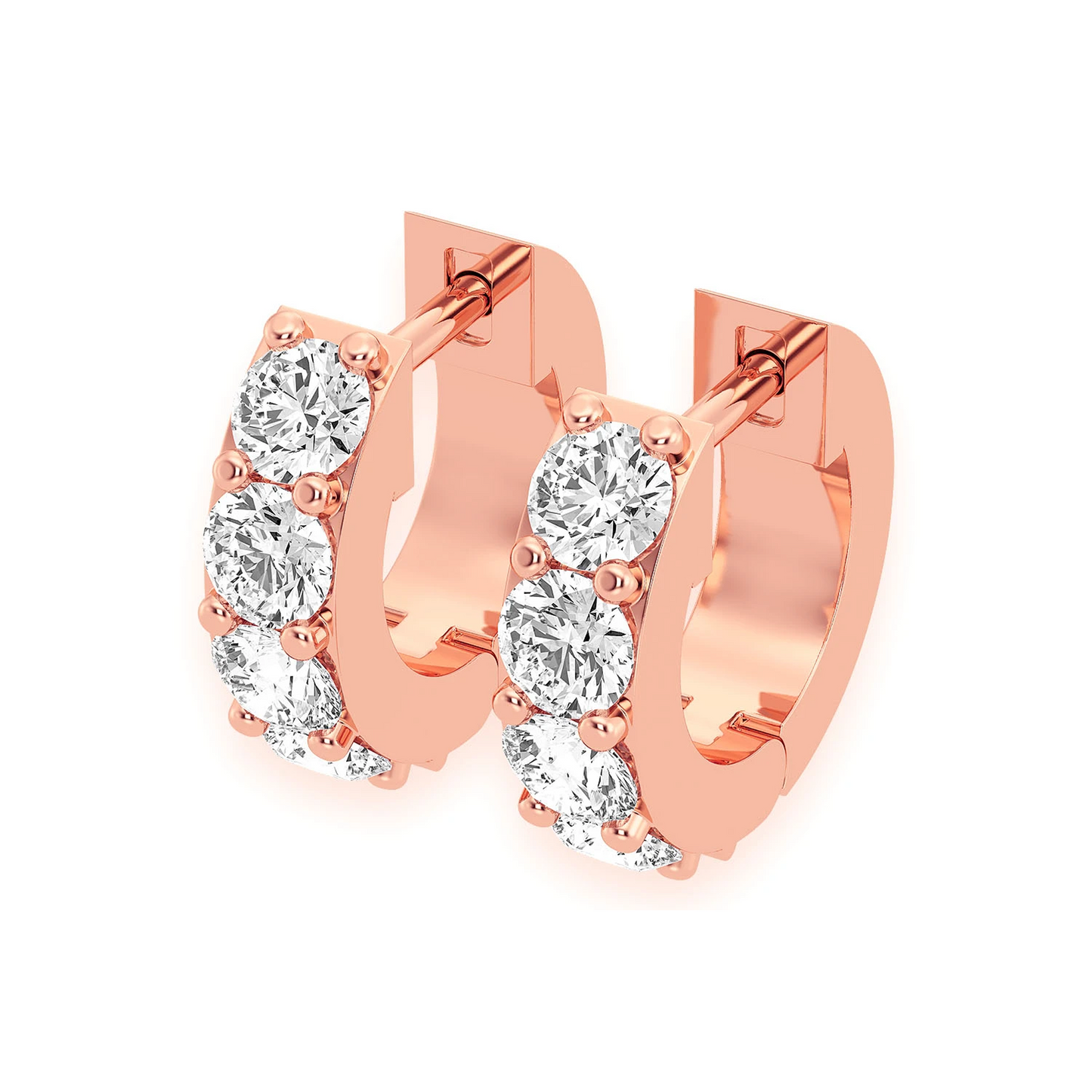 One Row Diamond Huggies in 14K rose gold, 0.50ctw, front view