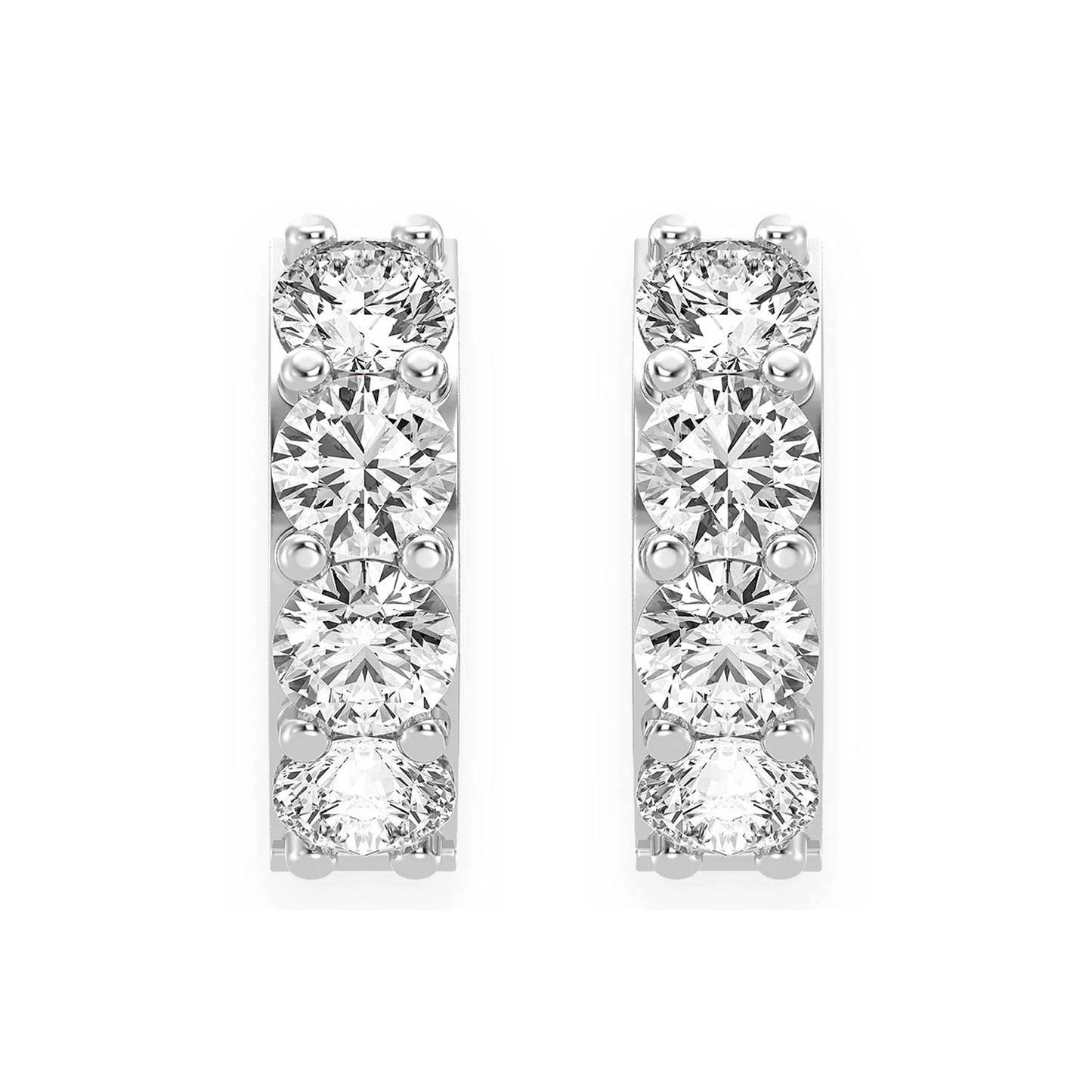 One Row Diamond Huggies in 14K white gold, 0.50ctw, front view 2