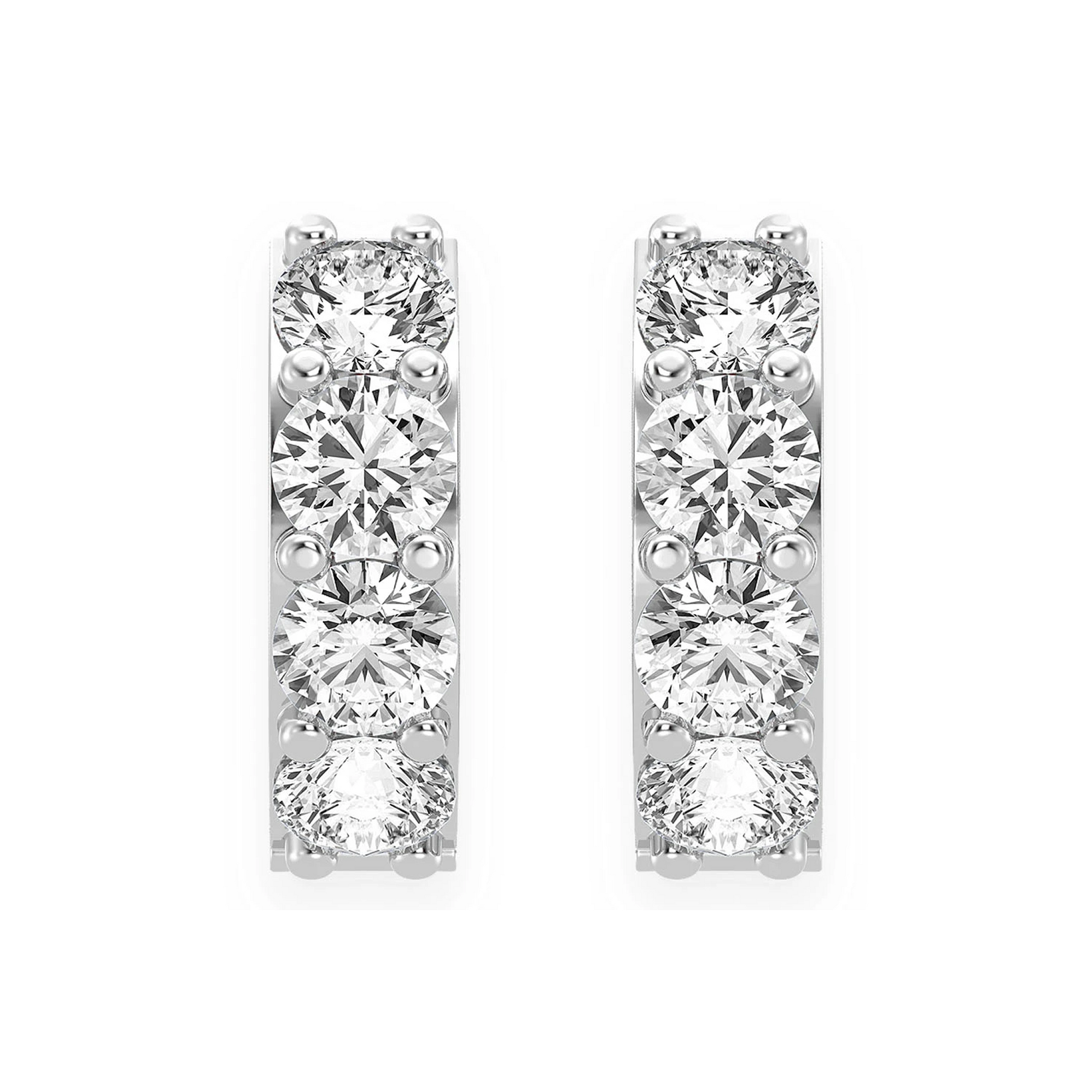 One Row Diamond Huggies in 14K white gold, 0.50ctw, front view 2