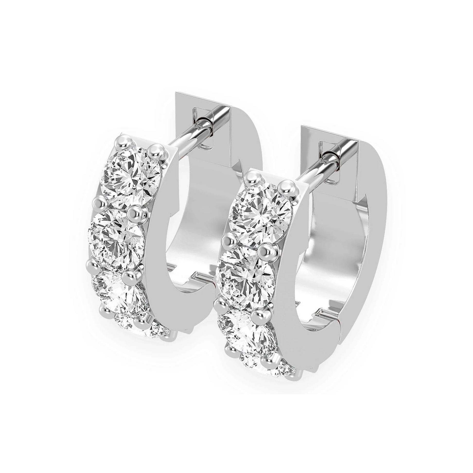 One Row Diamond Huggies in 14K white gold, 0.50ctw, front view