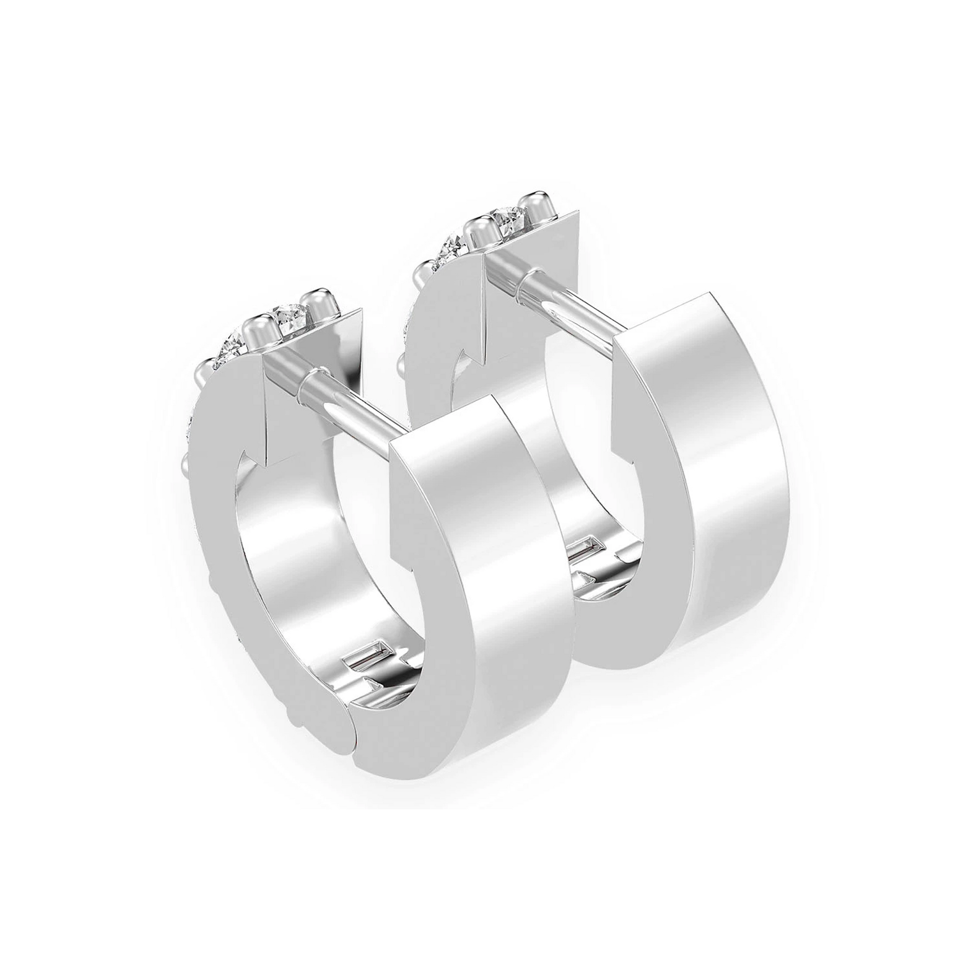 One Row Diamond Huggies in 14K white gold, 0.50ctw, side view