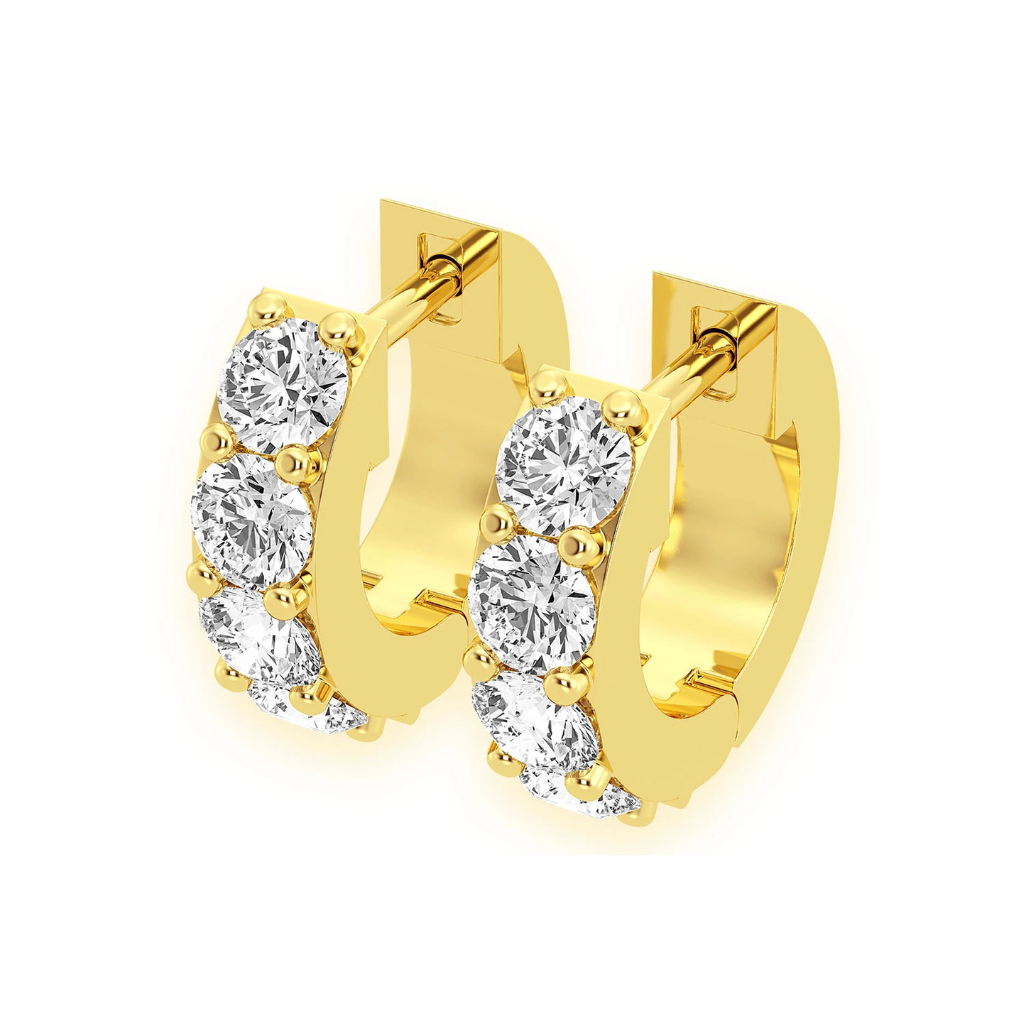 One Row Diamond Huggies in 14K yellow gold, 0.50ctw, front view