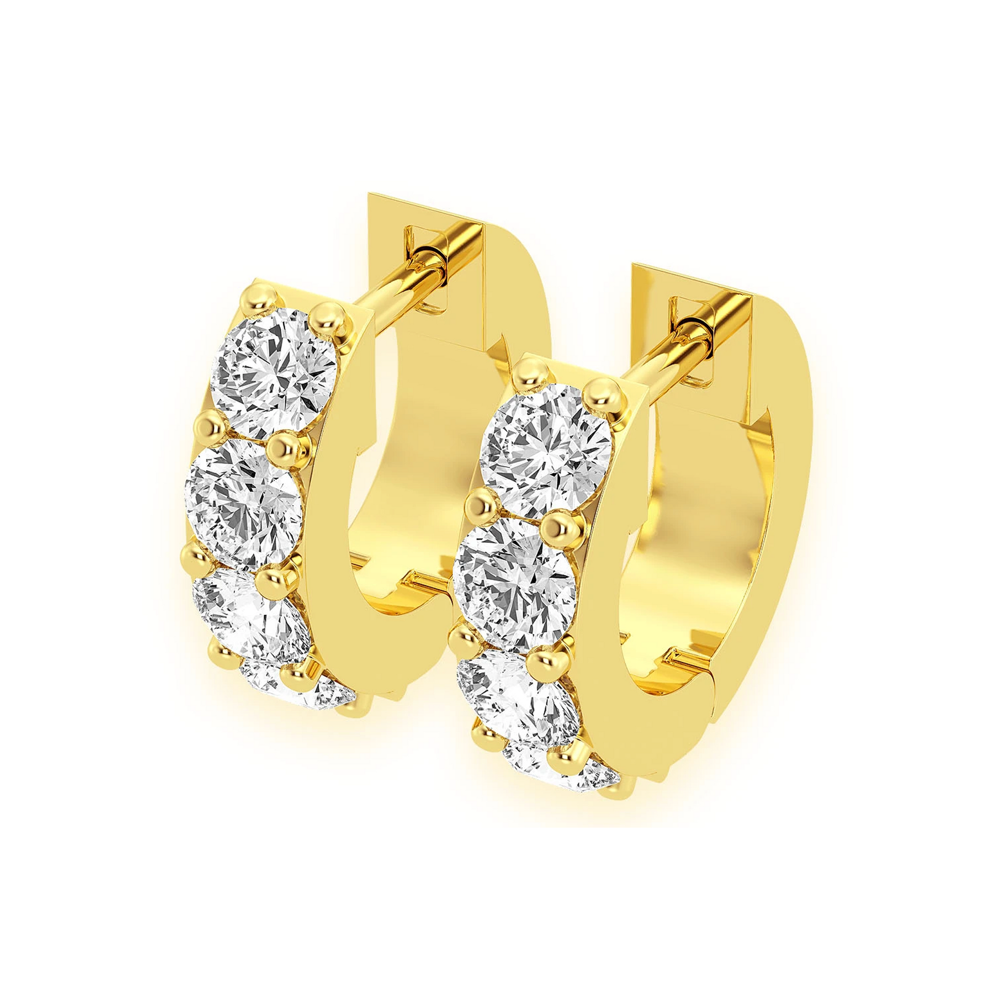 One Row Diamond Huggies in 14K yellow gold, 0.50ctw, front view