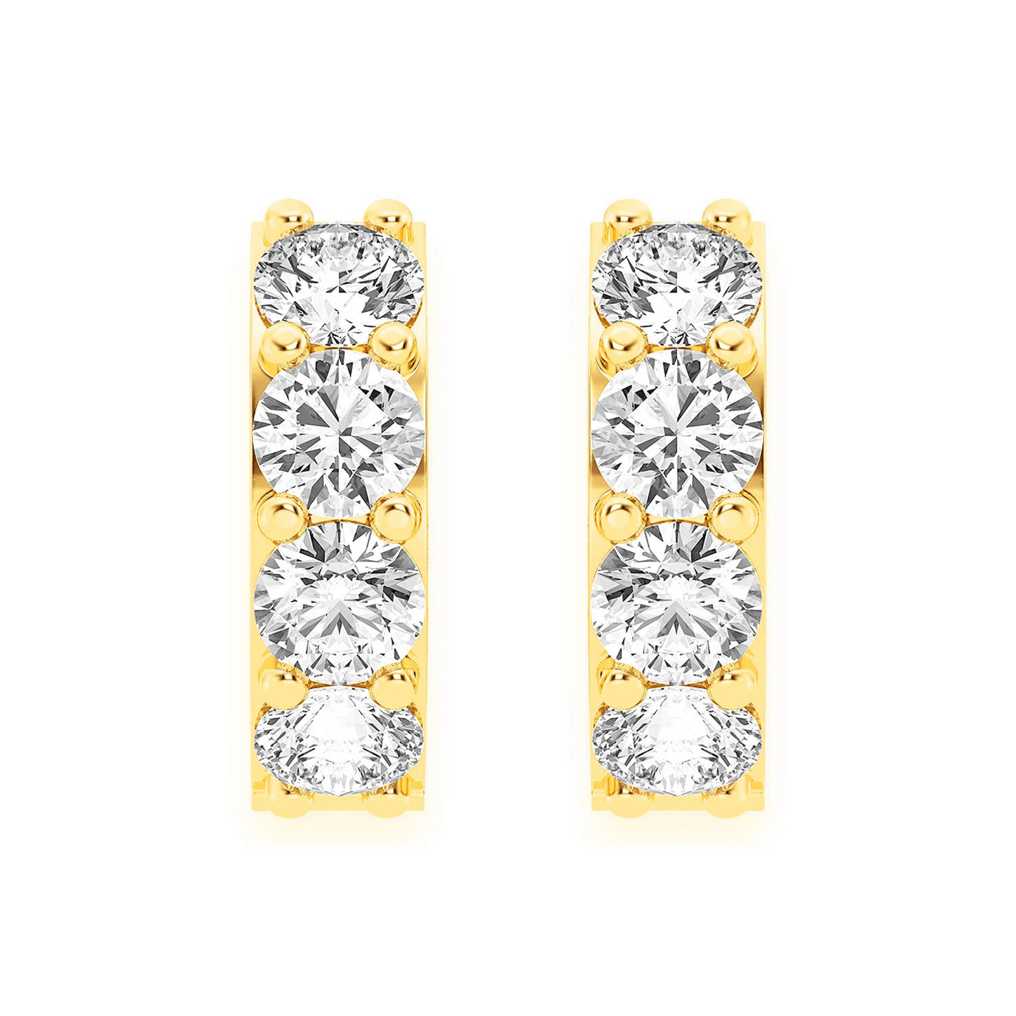 One Row Diamond Huggies in 14K yellow gold, 0.50ctw, front view 2