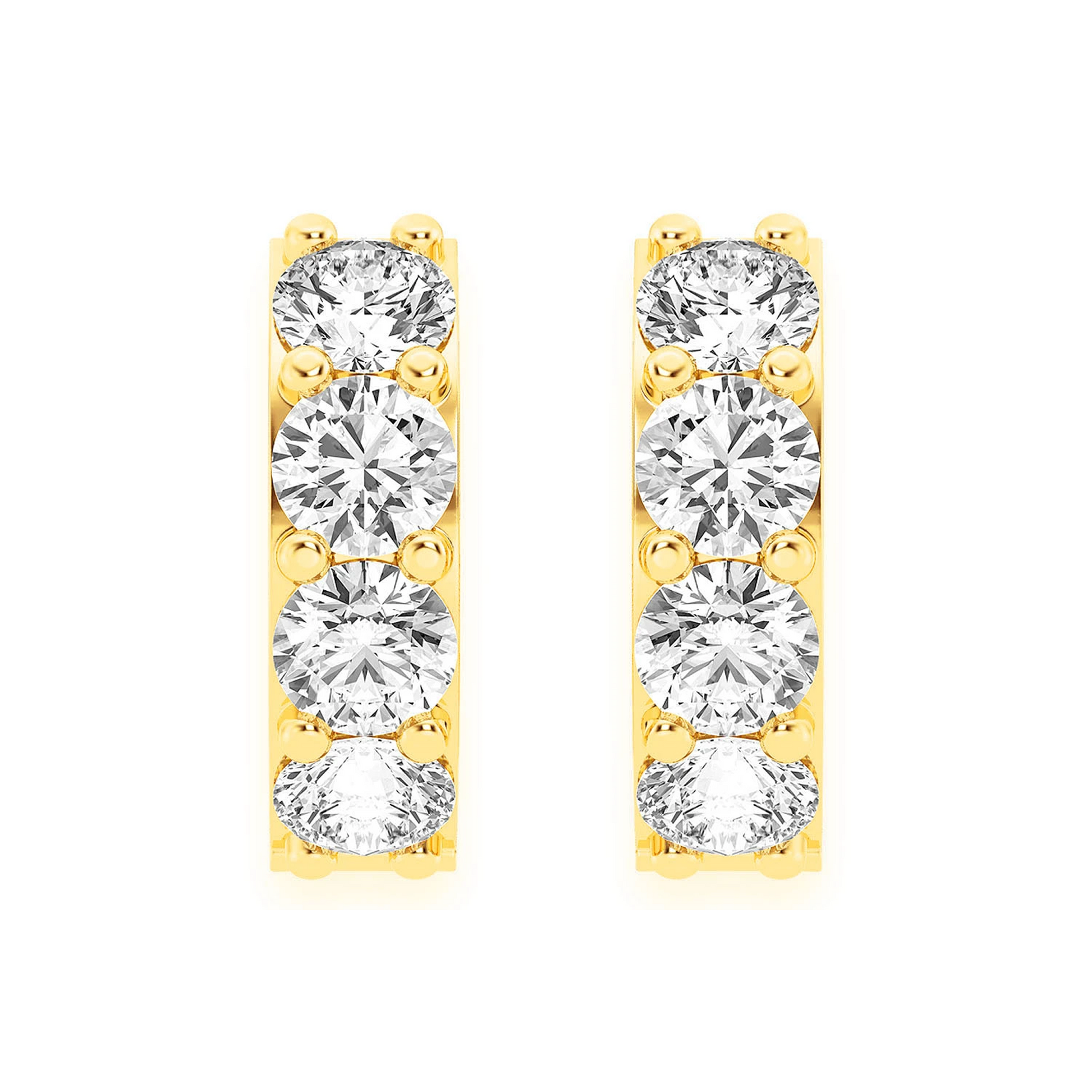 One Row Diamond Huggies in 14K yellow gold, 0.50ctw, front view 2