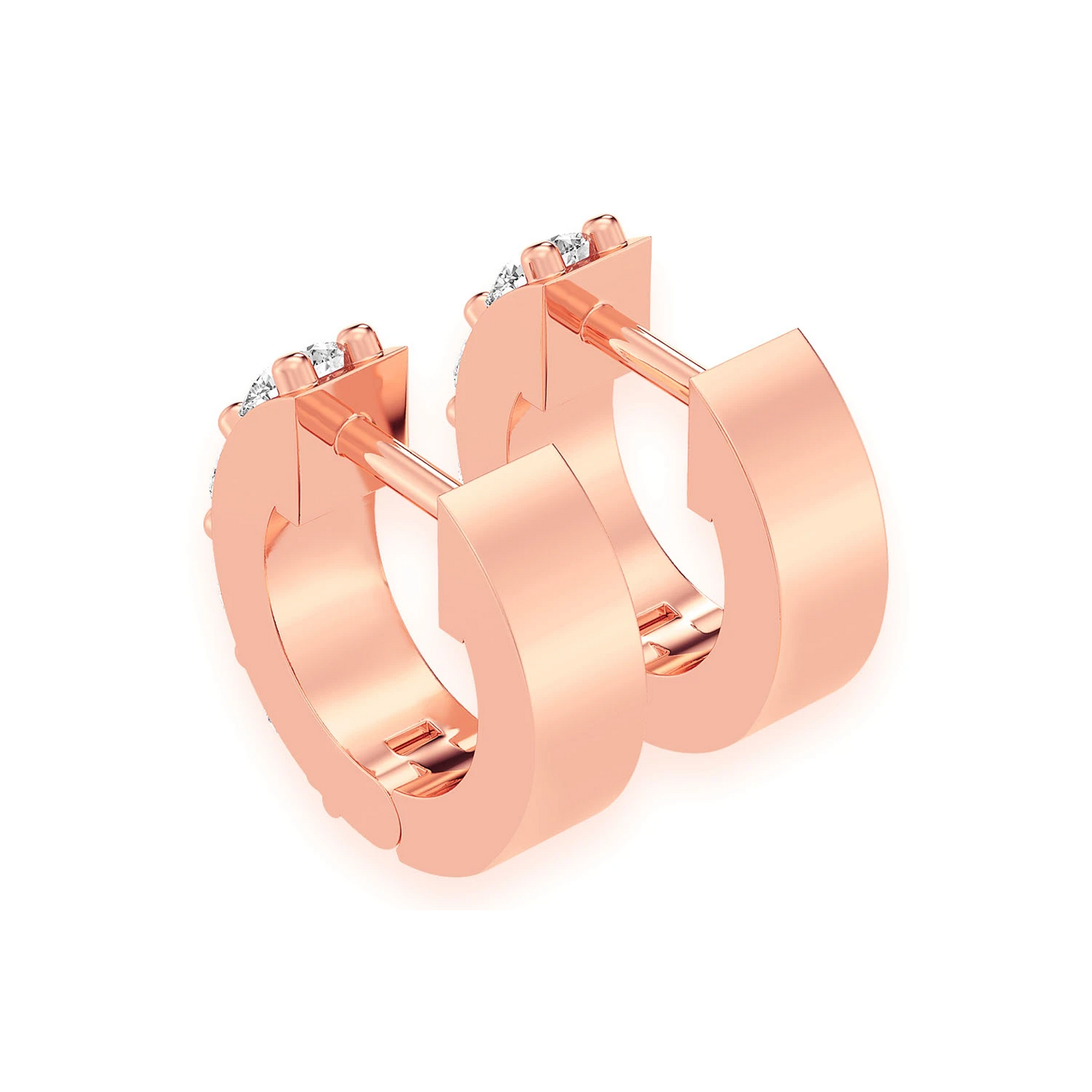 One Row Diamond Huggies in 14K rose gold, 0.50ctw, side view