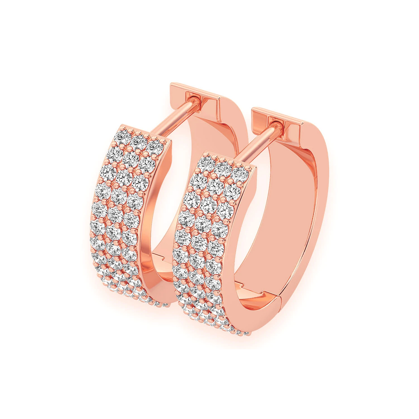 Three Row Diamond Hoops in 14K rose gold, 0.66ctw, front view