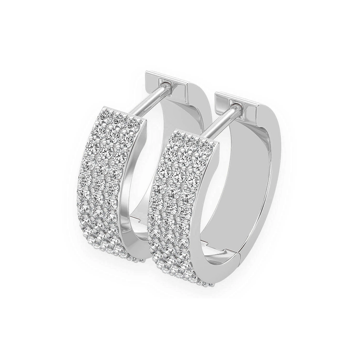 Three Row Diamond Hoops in 14K white gold, 0.66ctw, front view