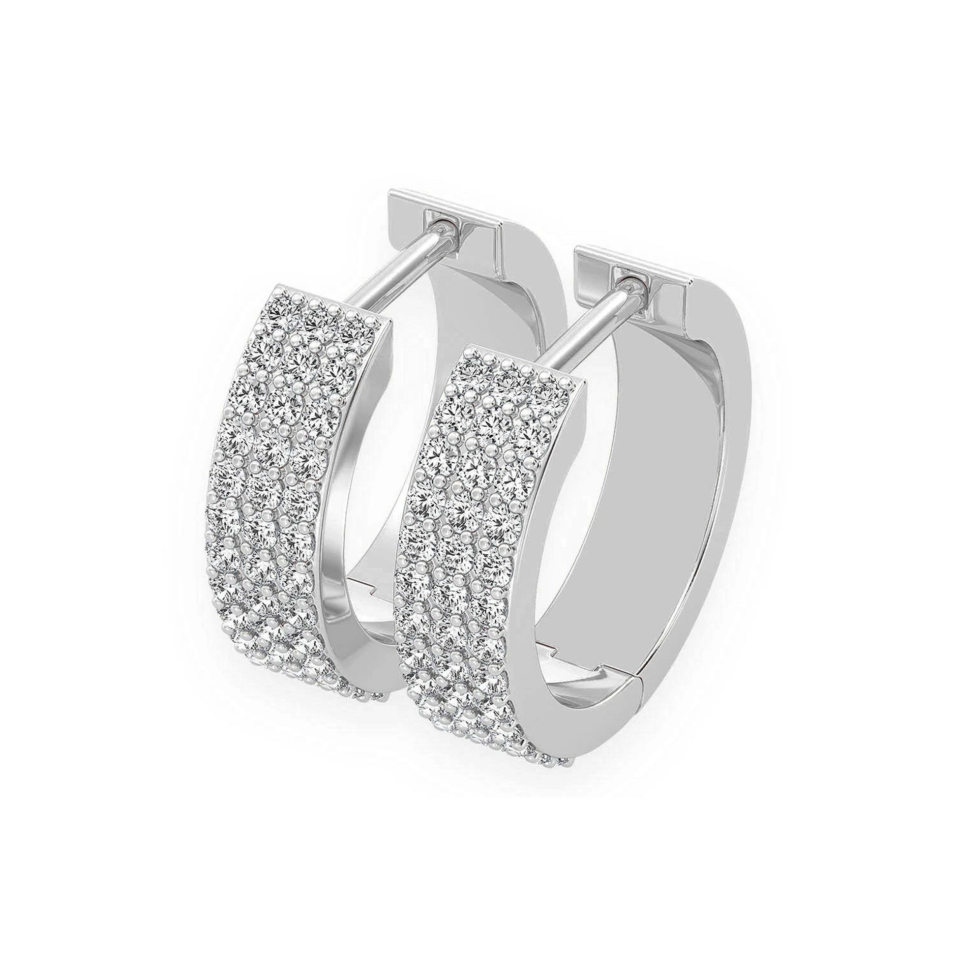 Three Row Diamond Hoops in 14K white gold, 0.66ctw, front view
