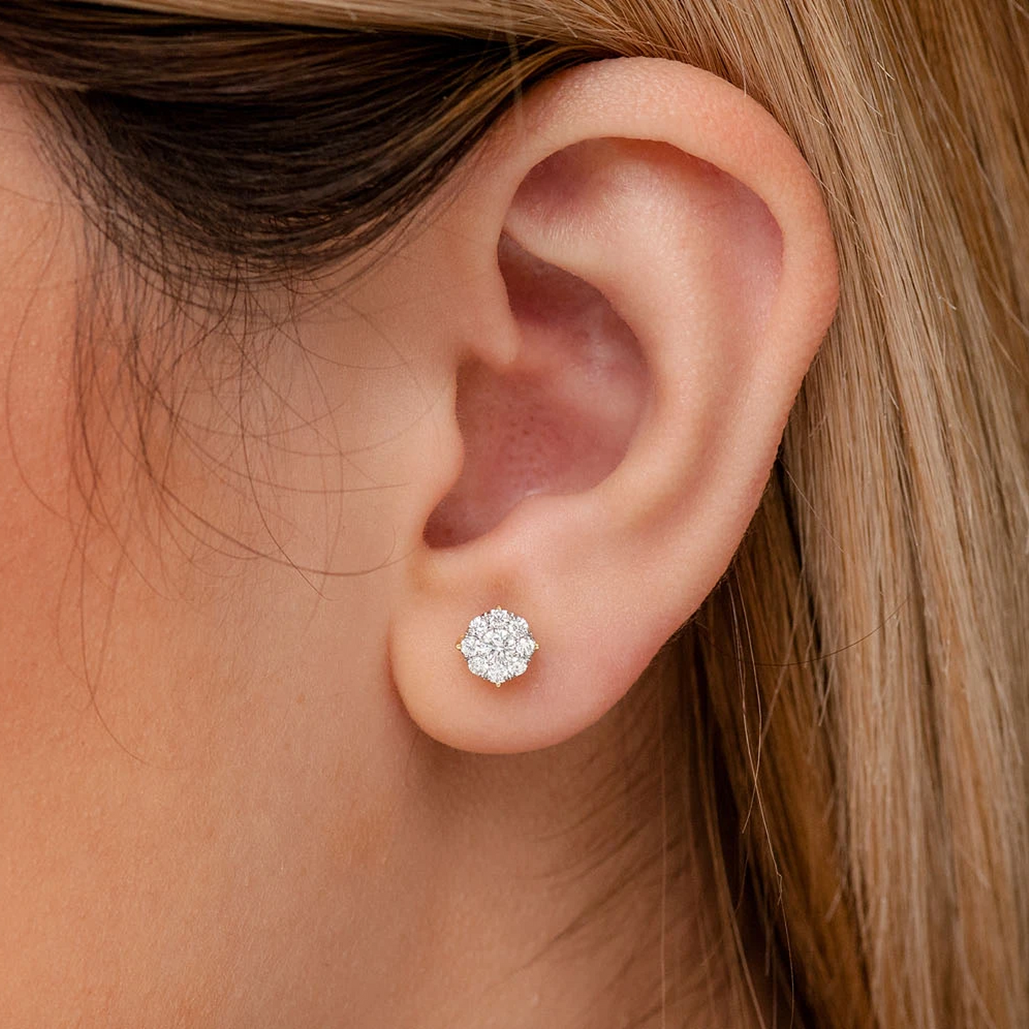 Mosaic Diamond Studs in 14K white gold, 0.75ctw, alternate view