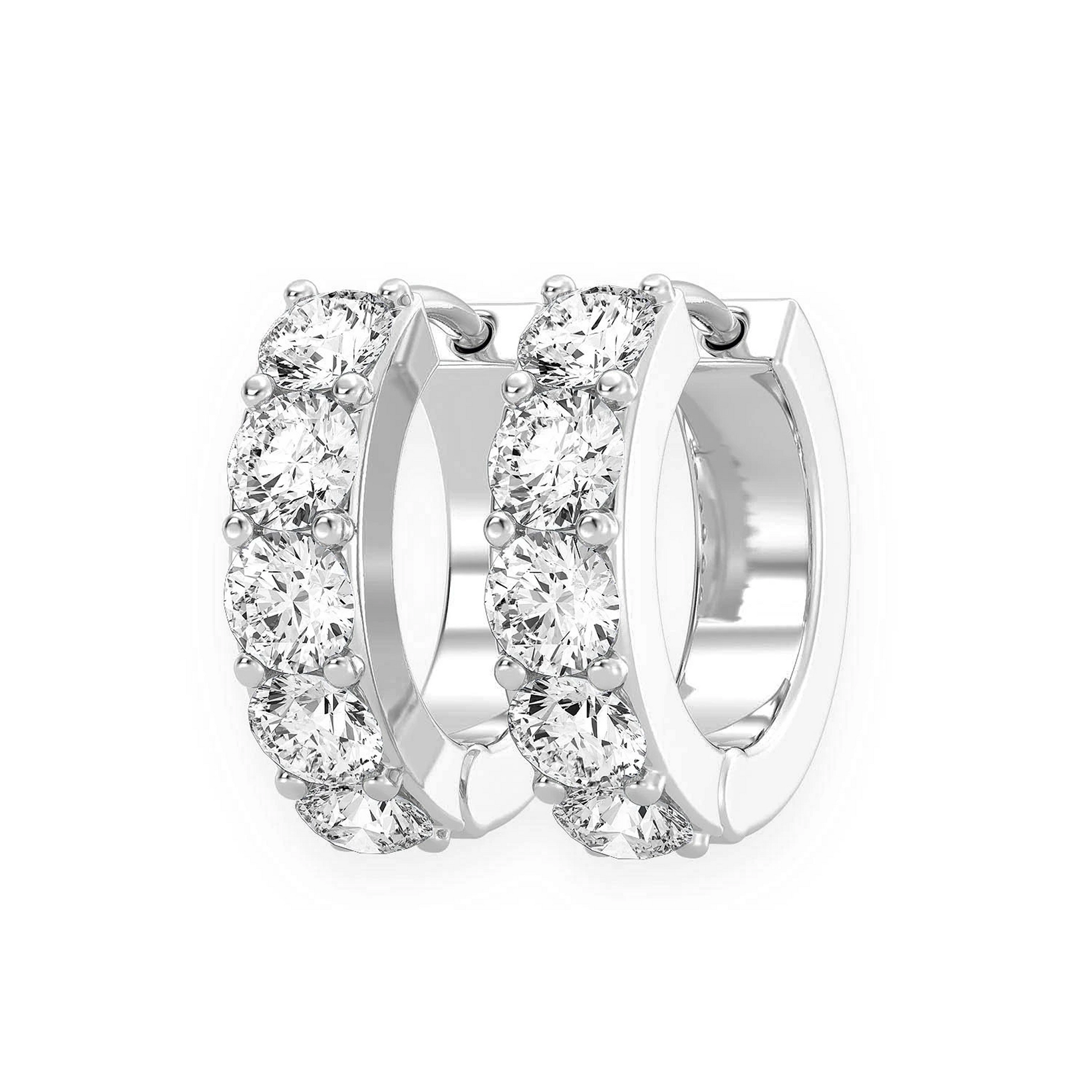 One Row Diamond Huggies in 14K white gold, 0.80ctw, front view