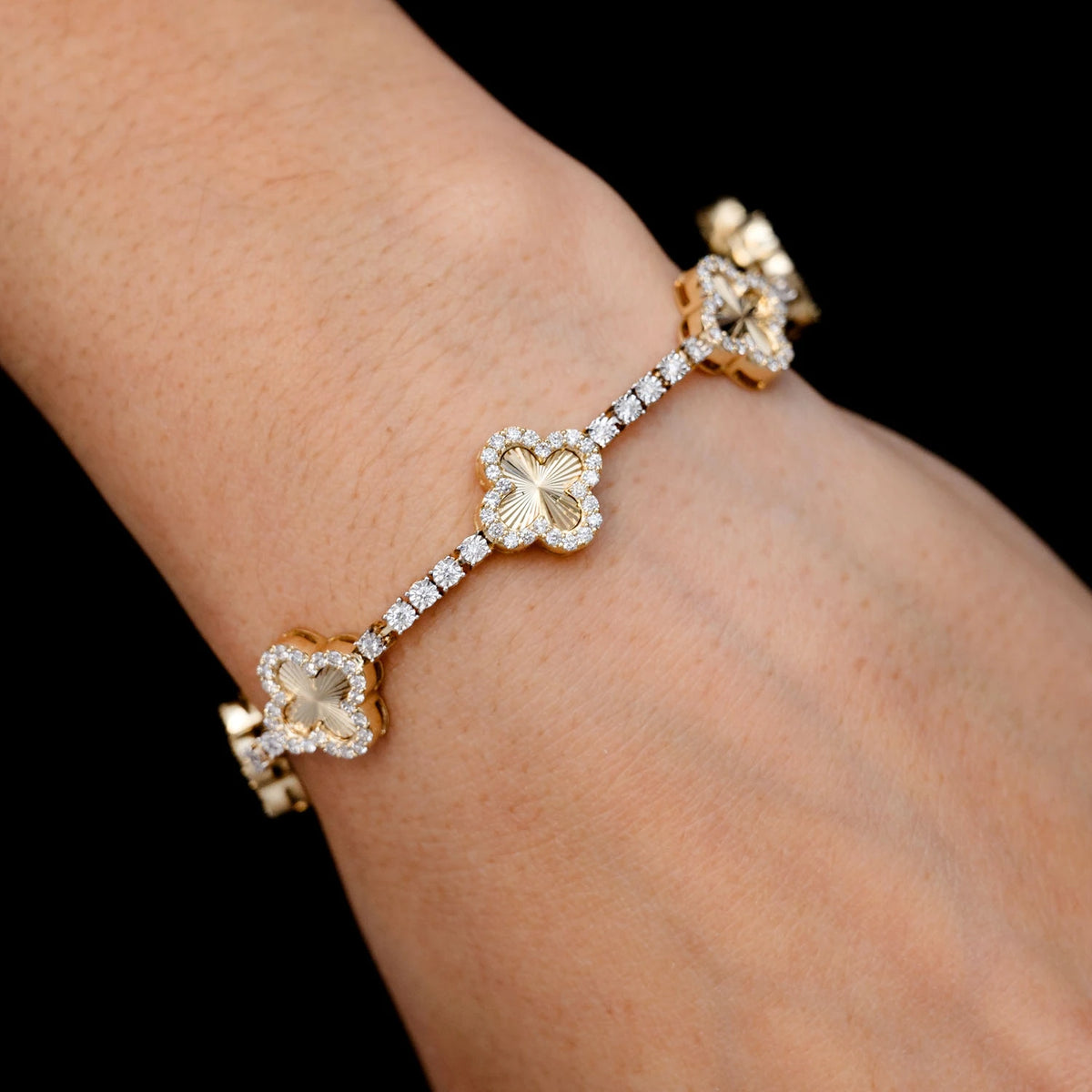 Miracle Clover Link Diamond Tennis Bracelet