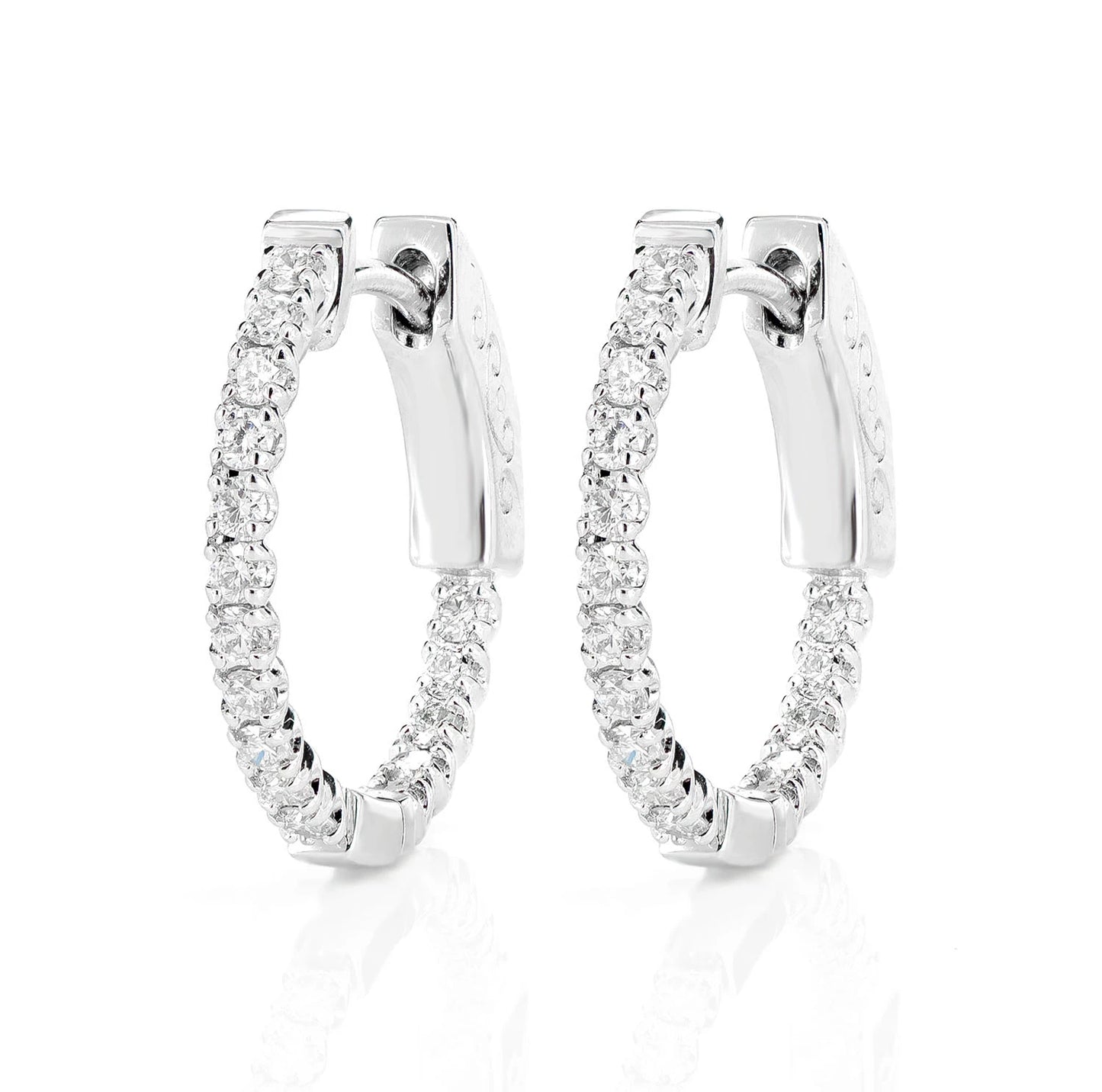 Diamond Inside Outside Quick Release Hoop Earrings 3.2g