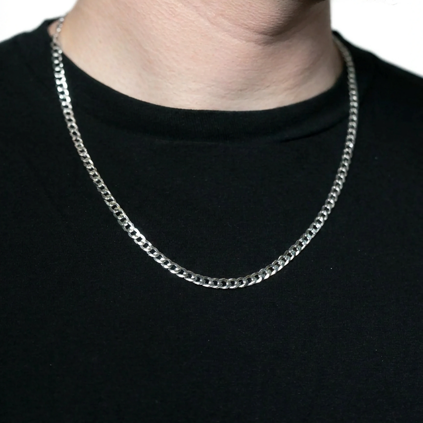 Sterling Silver Flat Curb Chain in 925 sterling silver, 5mm width, alternate view 7