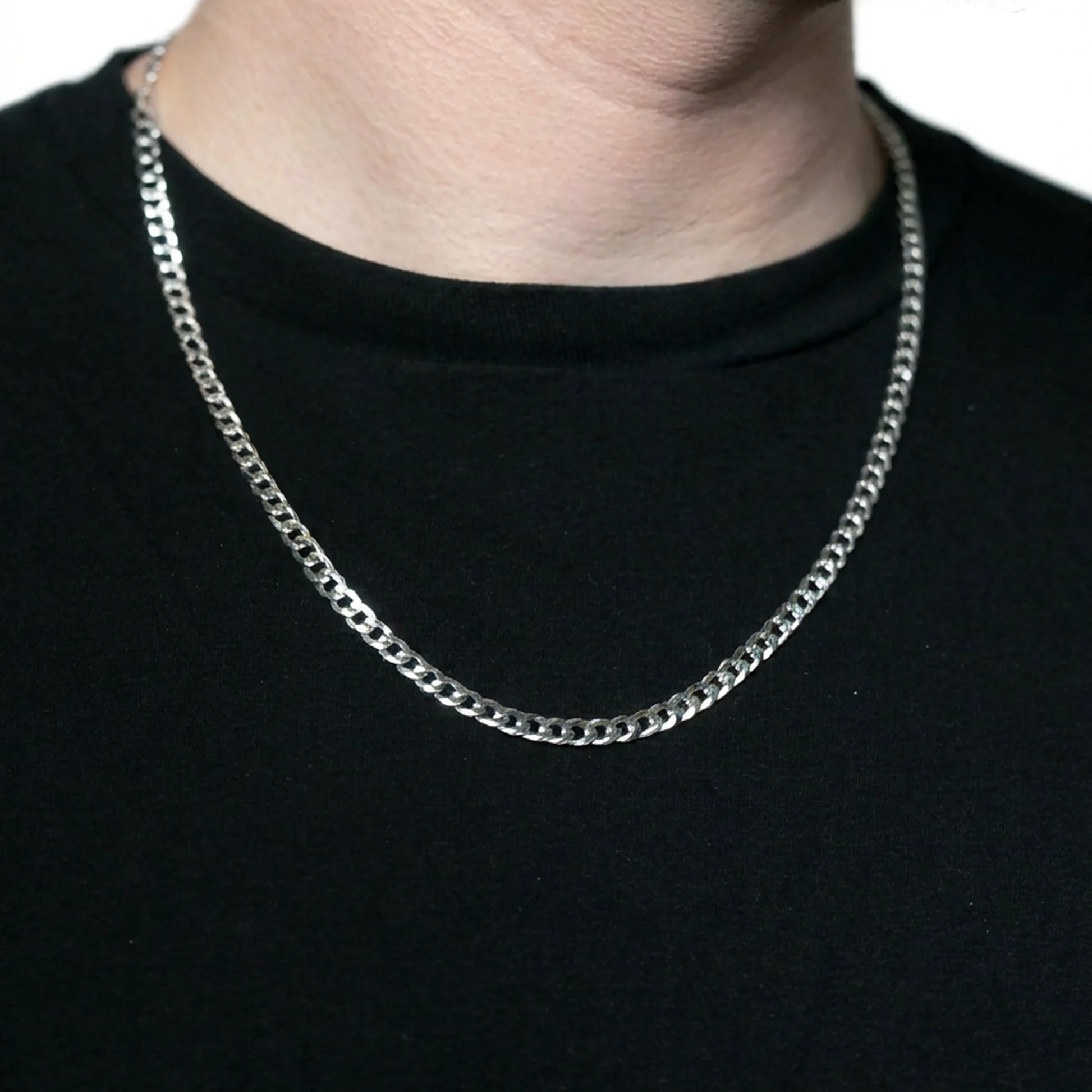 Sterling Silver Flat Curb Chain in 925 sterling silver, 5mm width, alternate view 7