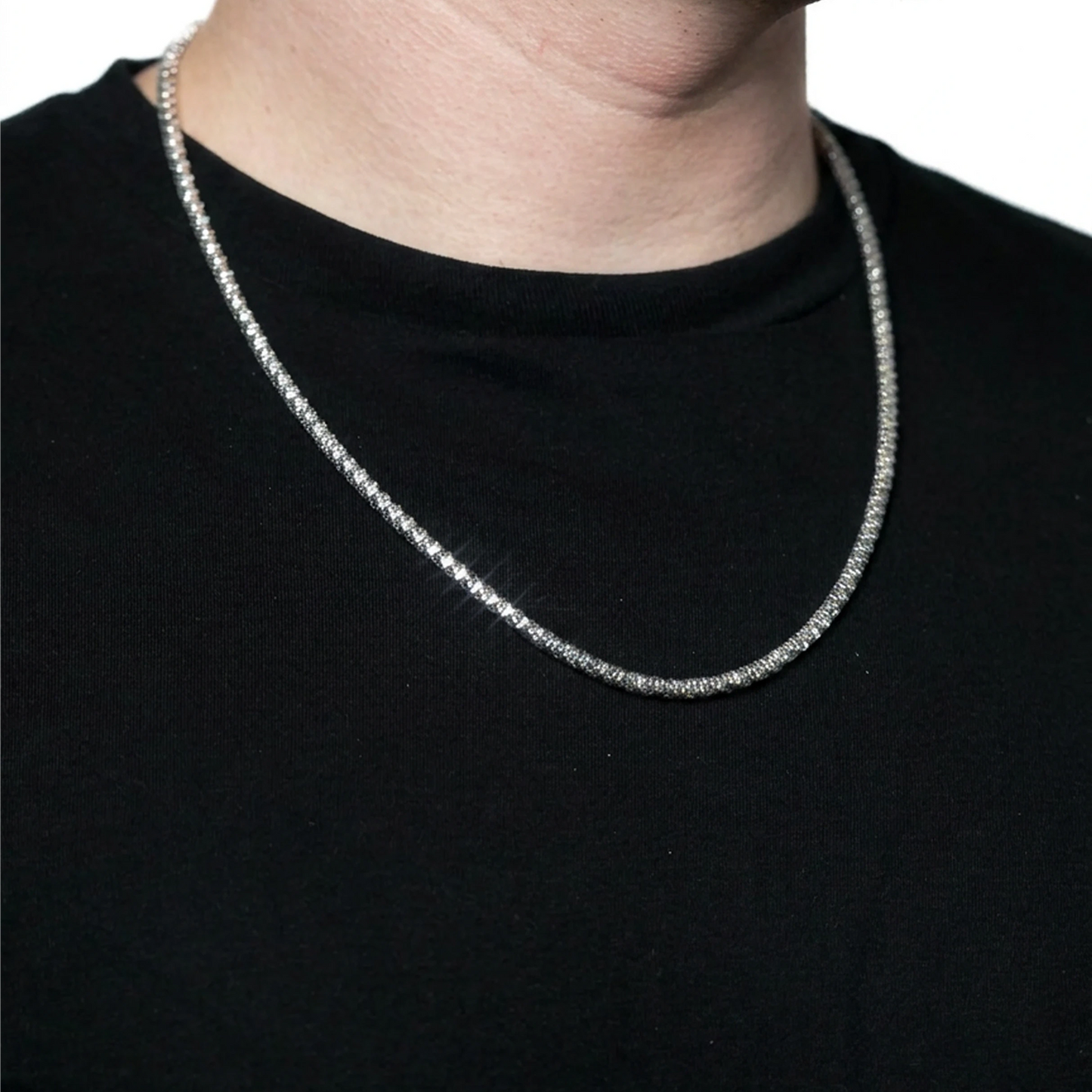 Sterling Silver Rounded Jenga Chain in 925 sterling silver, alternate view 7