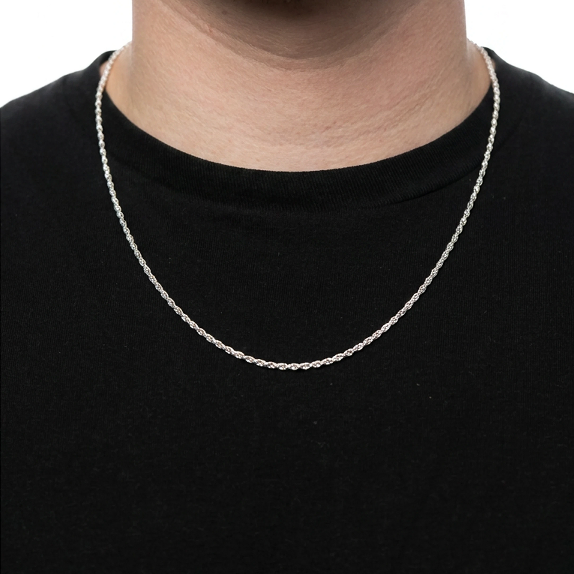 Sterling Silver Rope Chain in 925 sterling silver, 2mm width, alternate view