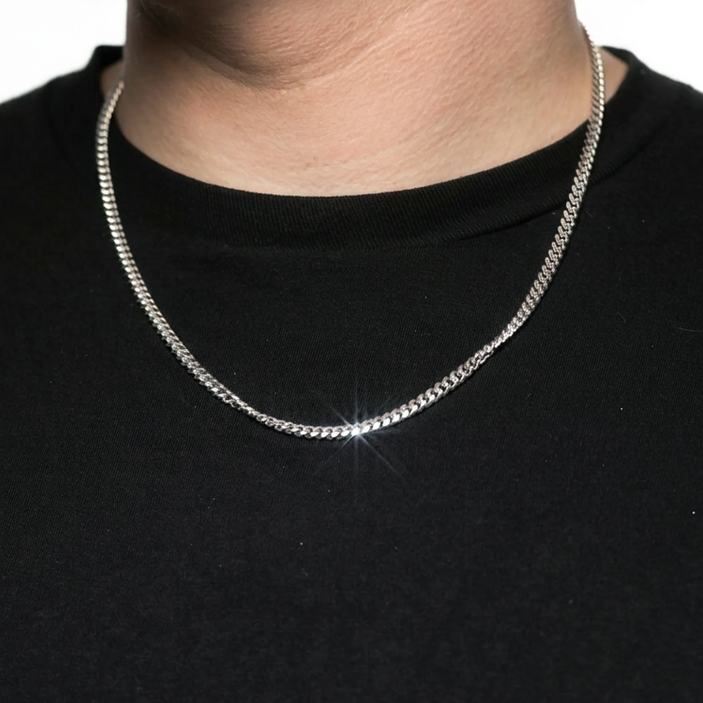 Sterling Silver Cuban Chain in 925 sterling silver, 3.5mm width, alternate view