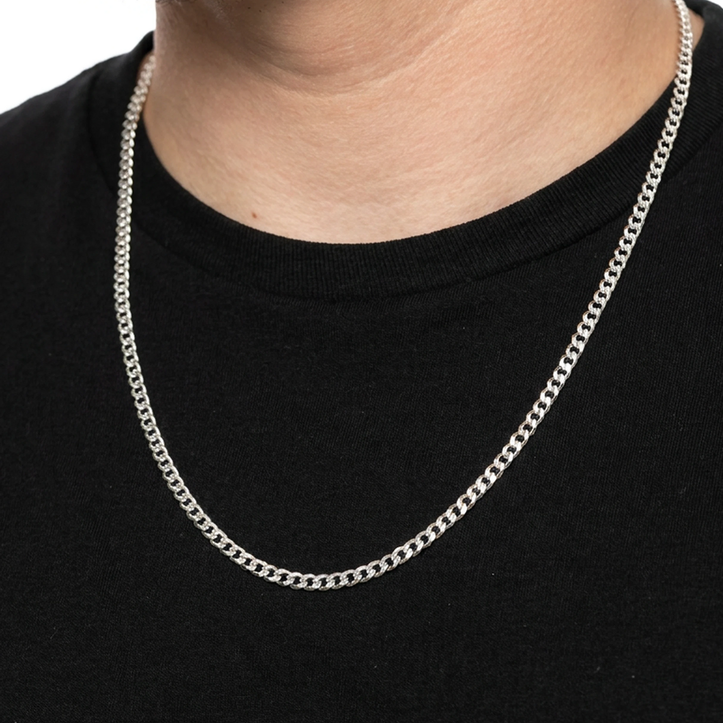 Sterling Silver Flat Curb Chain in 925 sterling silver, 5mm width, alternate view 4