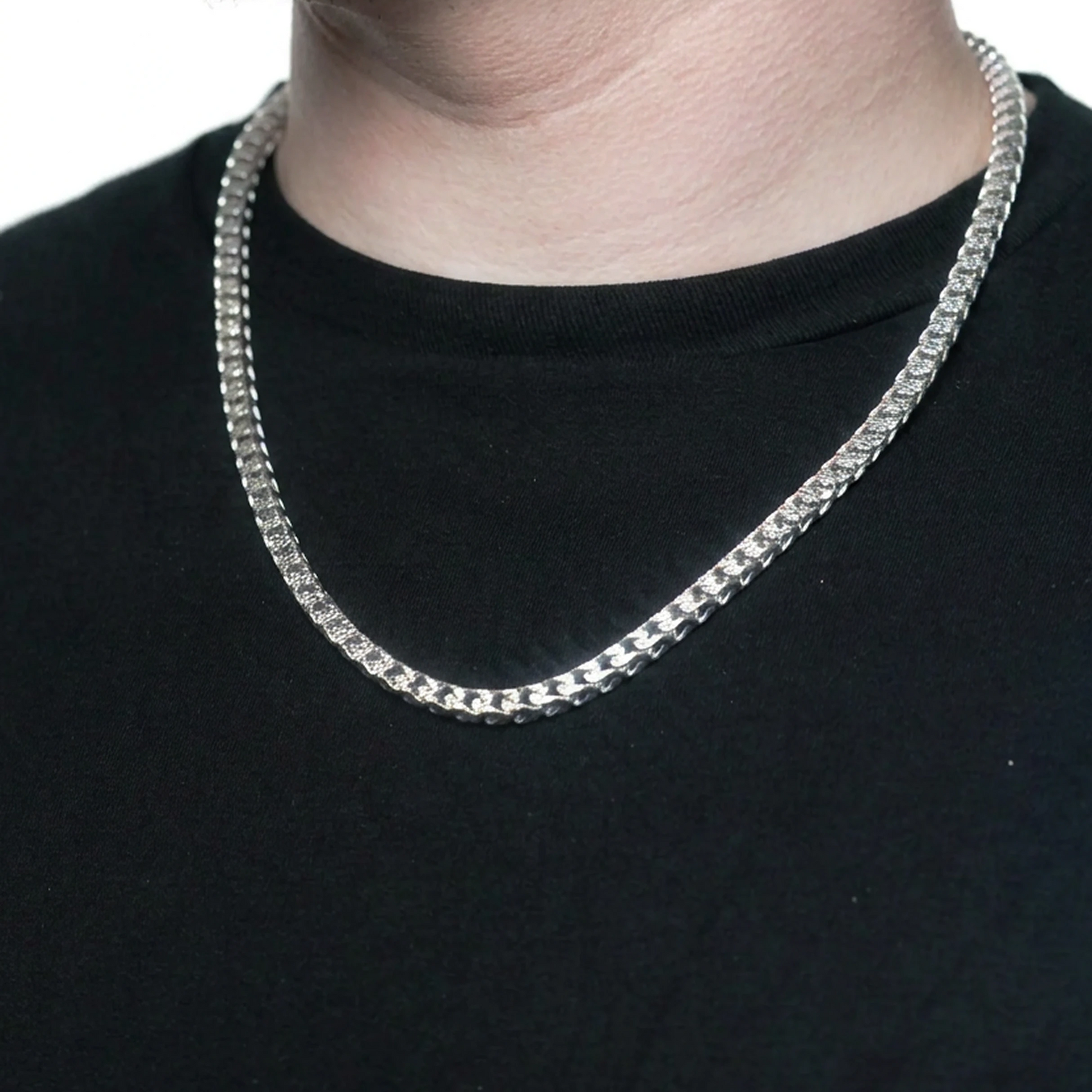 Sterling Silver Franco Chain in 925 sterling silver, 7mm width, alternate view