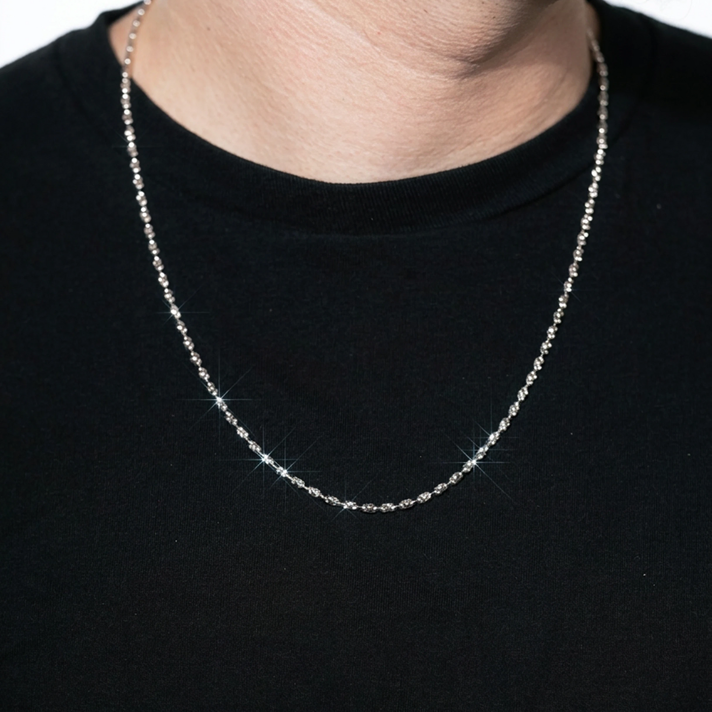 Sterling Silver Beaded Swirl Chain in 925 sterling silver, 2.5mm width, alternate view