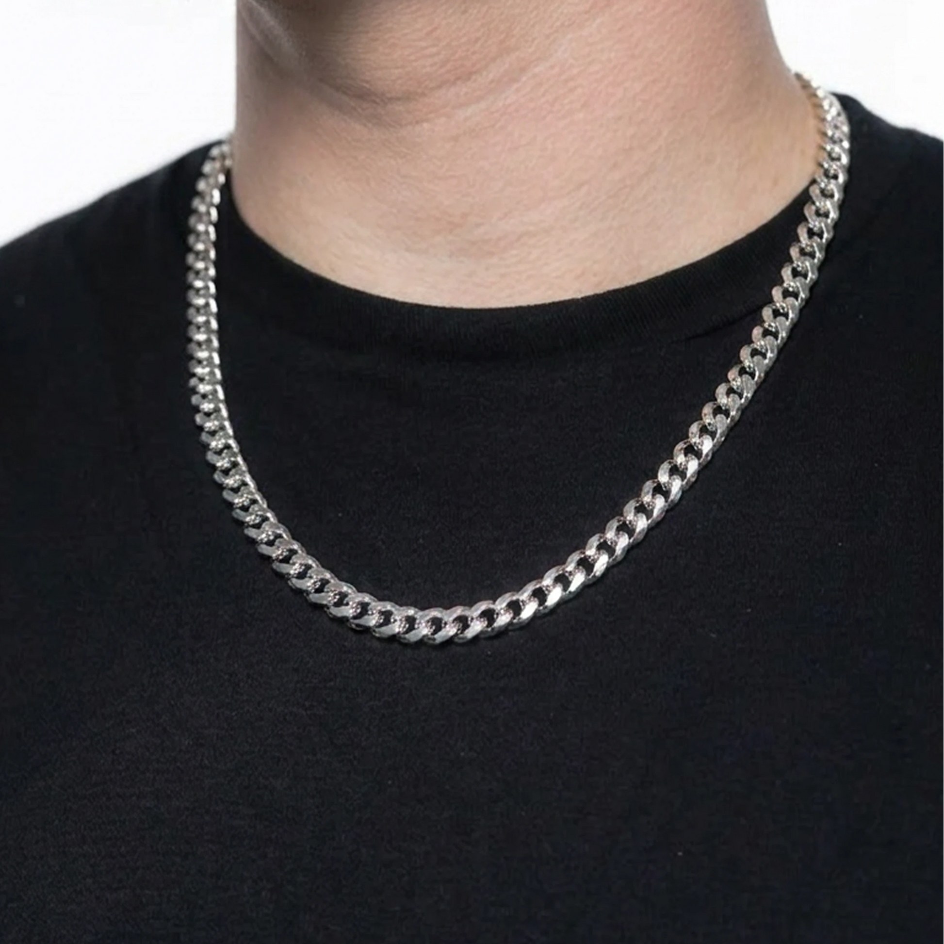 Sterling Silver Cuban Chain in 925 sterling silver, 8.5mm width, alternate view