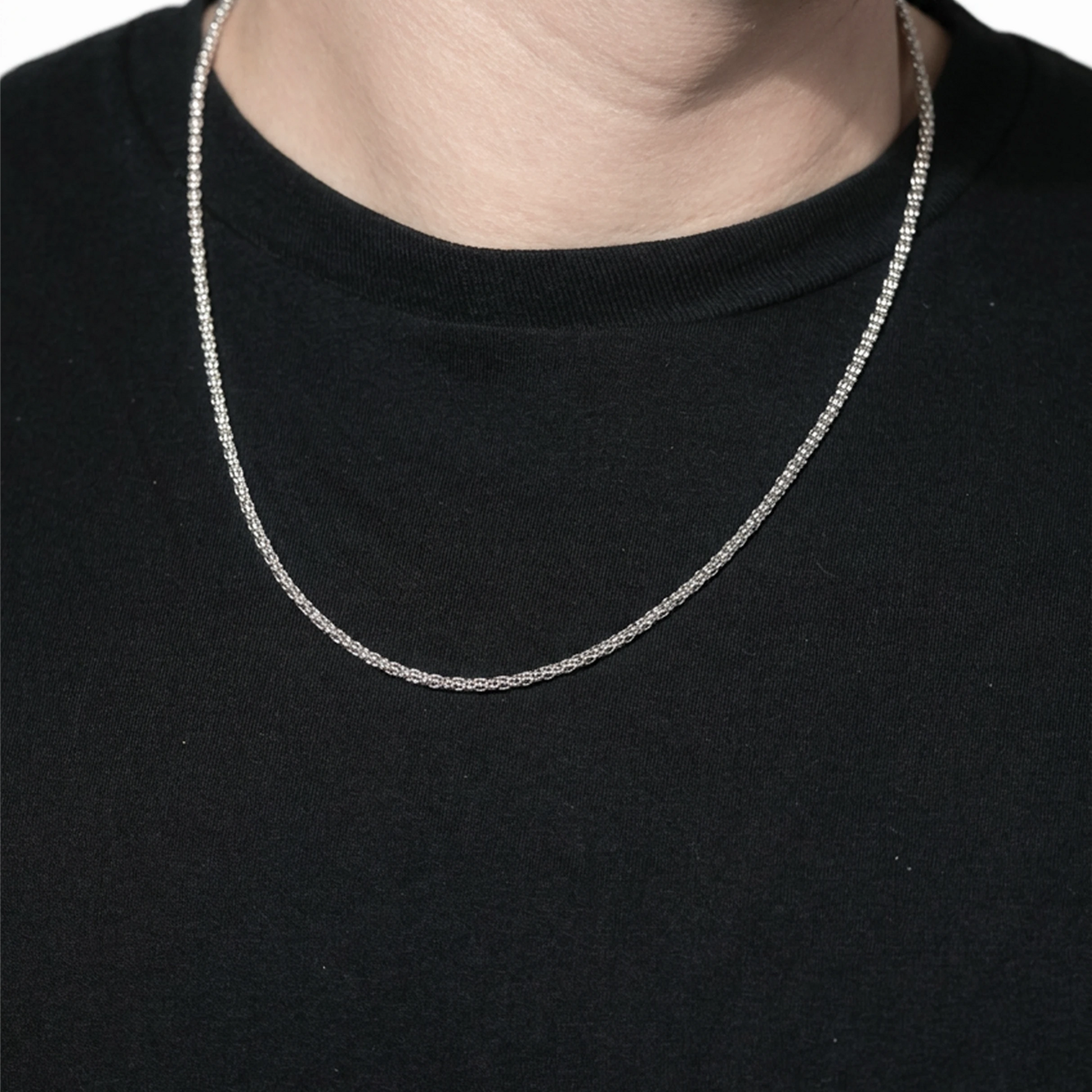 Sterling Silver Wheat Chain in 925 sterling silver, 2.5mm width, alternate view