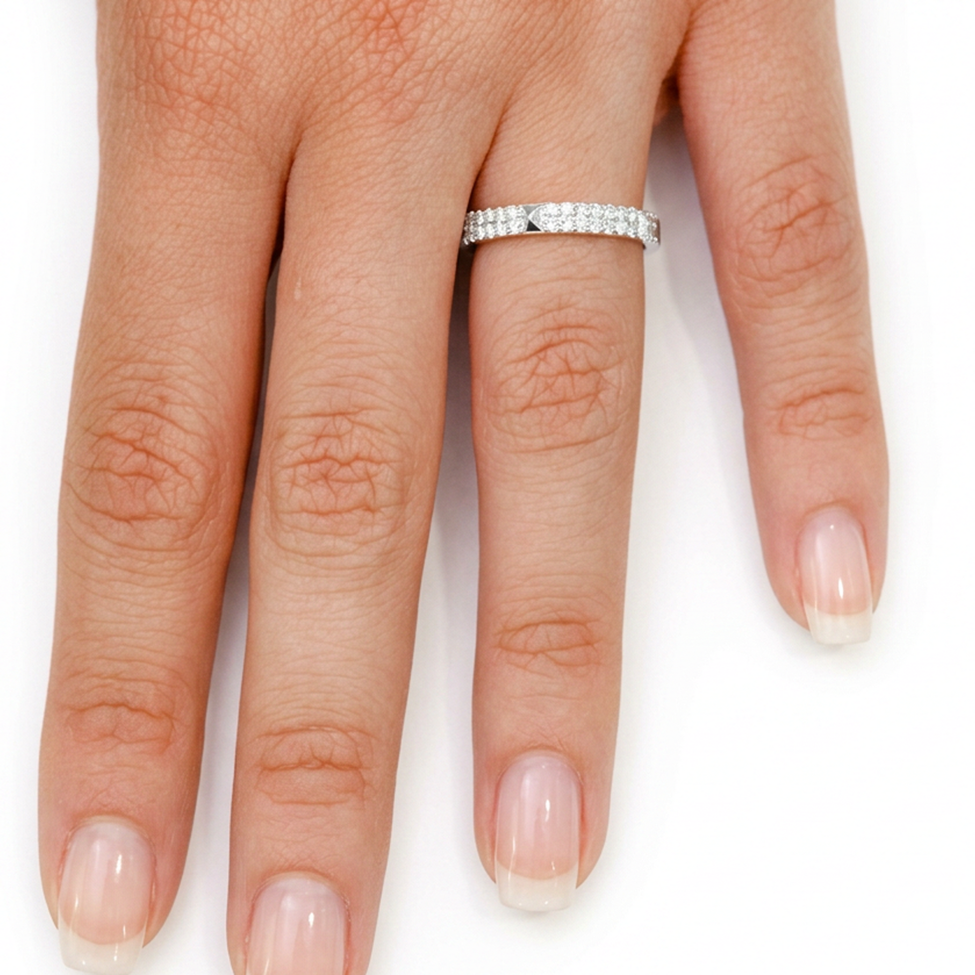 Two Row Spike Diamond Ring in 14K white gold, alternate view