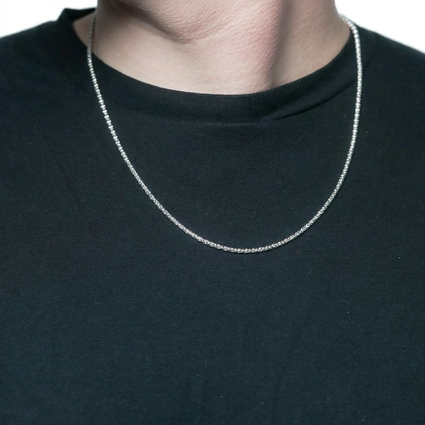 Sterling Silver Wheat Chain in 925 sterling silver, 2mm width, alternate view
