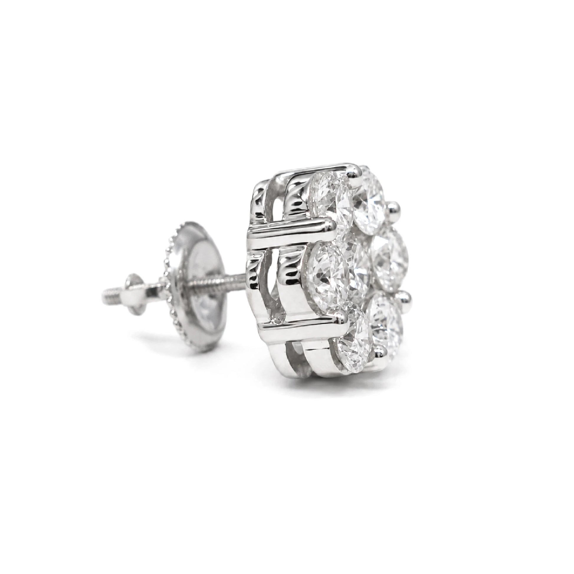 Flower Diamond Studs in 14K white gold, 4.00ctw, angled view