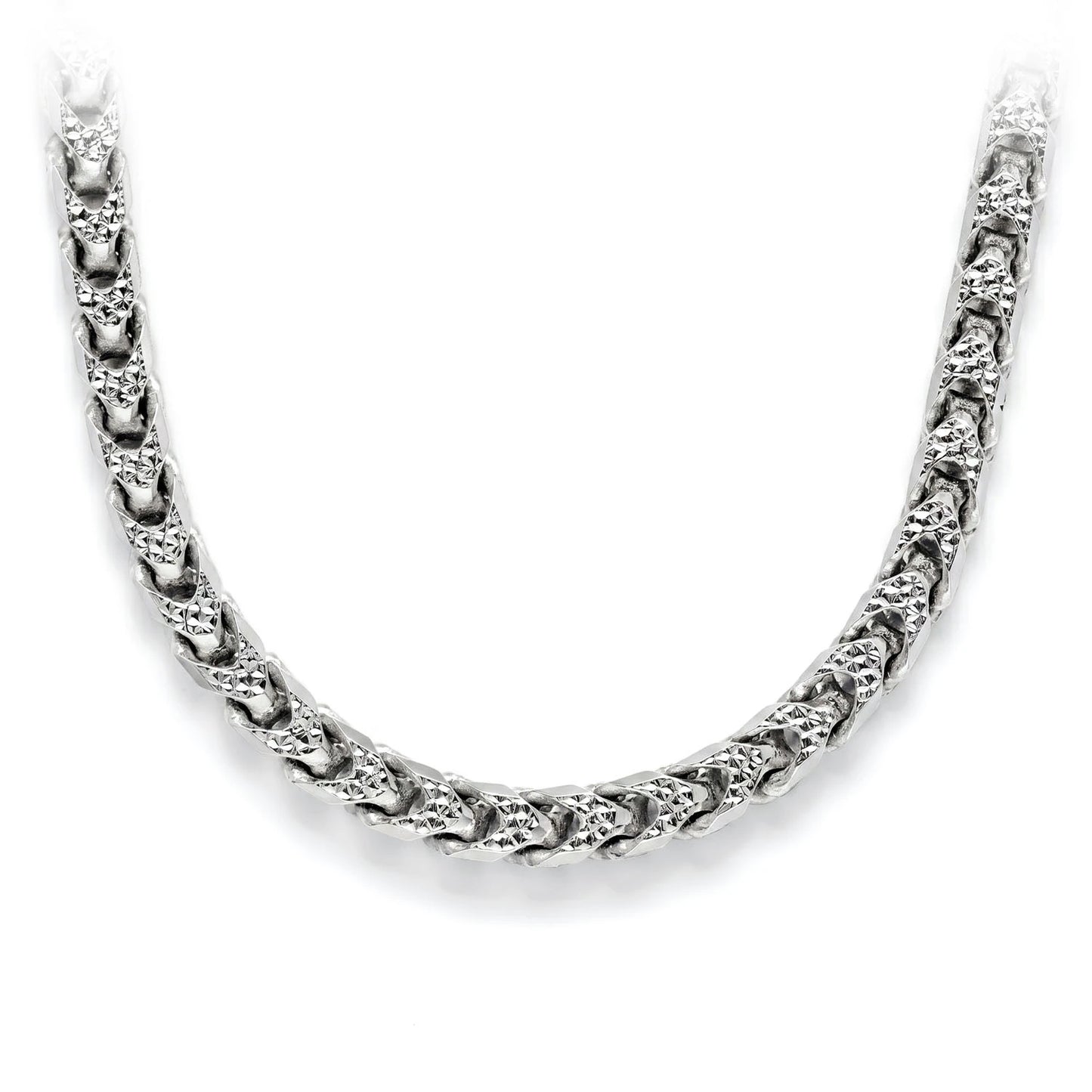 Sterling Silver Franco Chain in 925 sterling silver, 5mm width, front view
