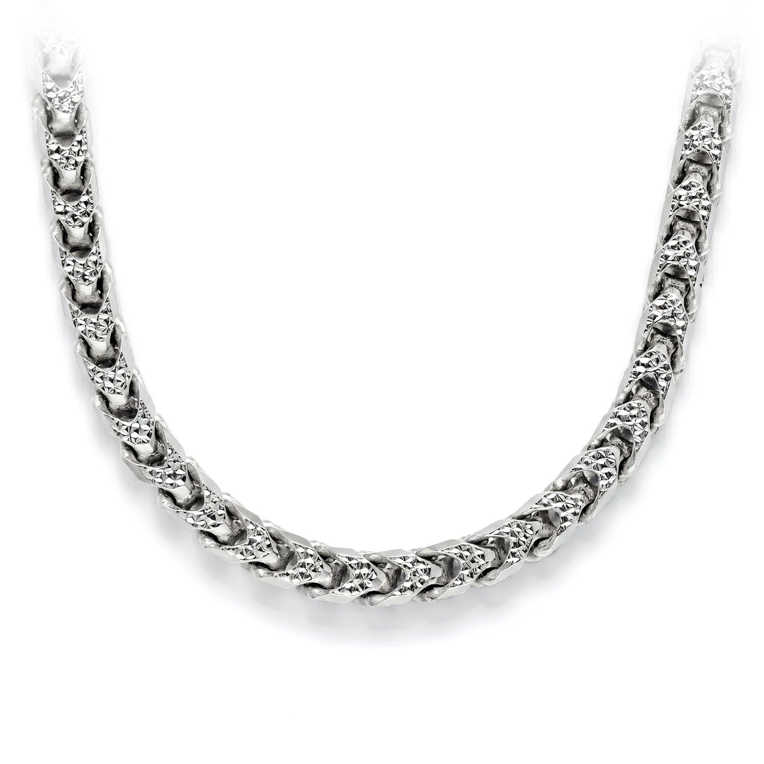 Sterling Silver Franco Chain in 925 sterling silver, 5mm width, front view