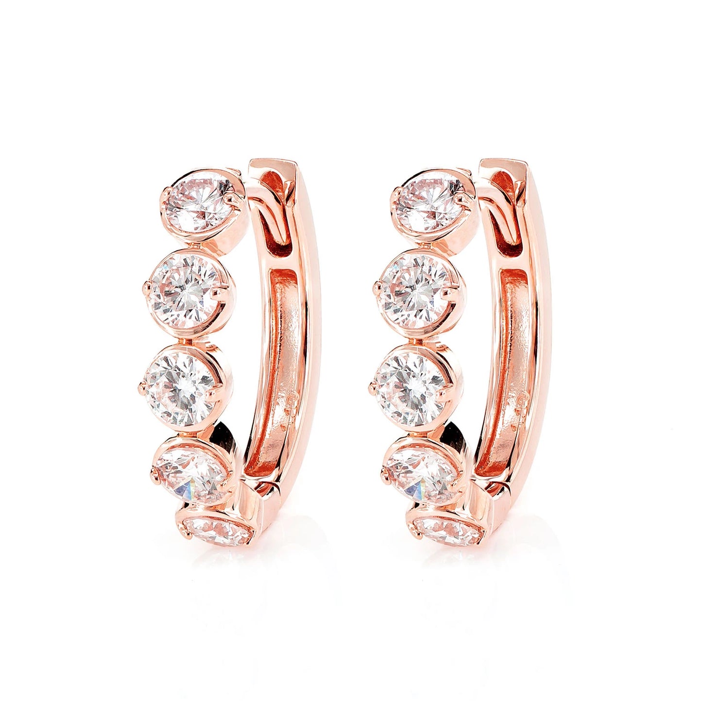 Diamond Huggie Bezel Hoop Earrings