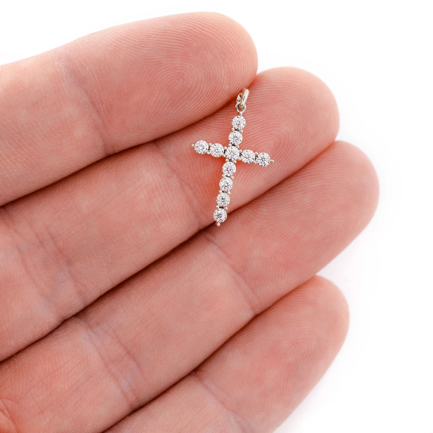 One Row Miracle Set Diamond Cross Pendant